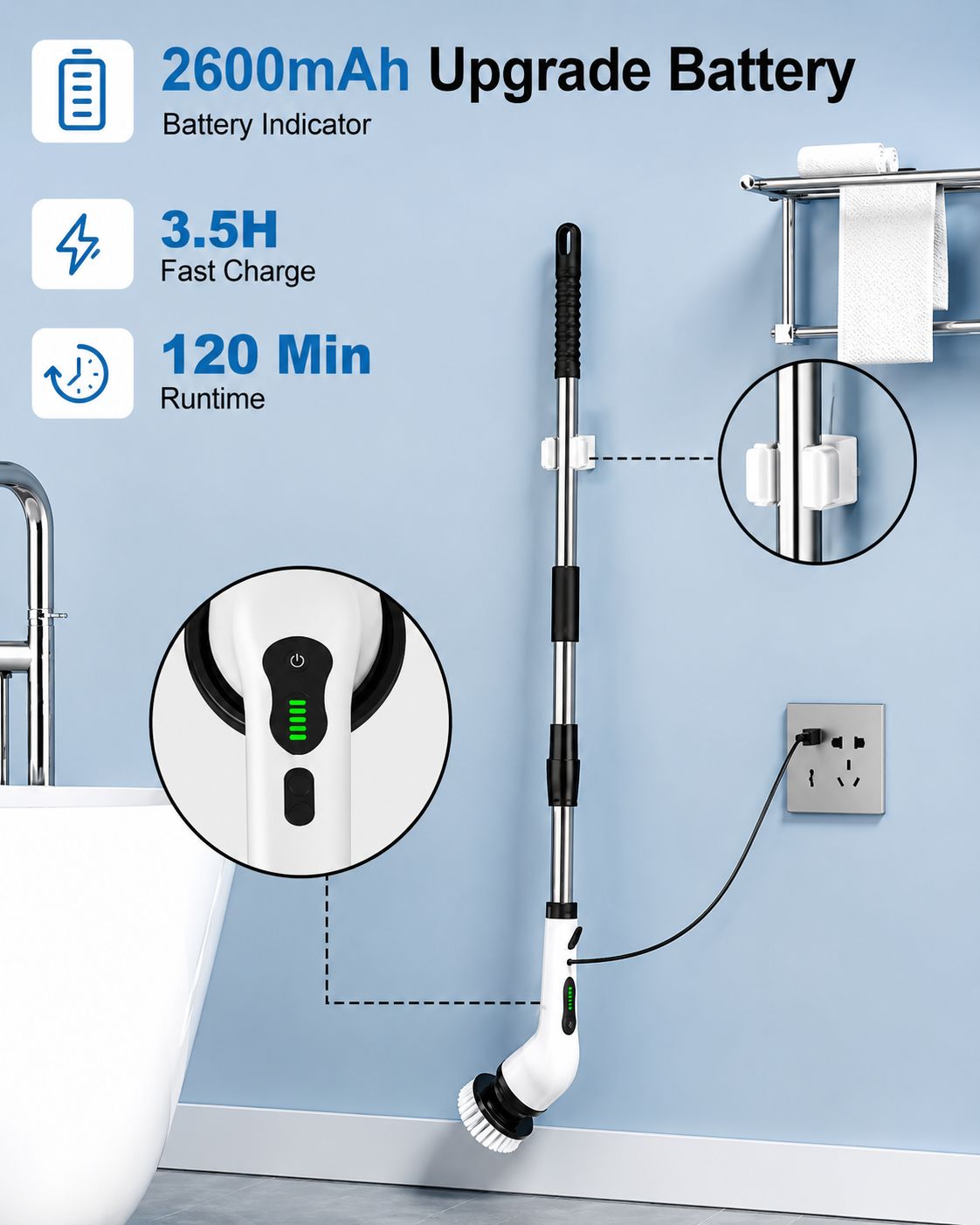 Electric Spin Scrubber Cleaning Brush (9 in 1)