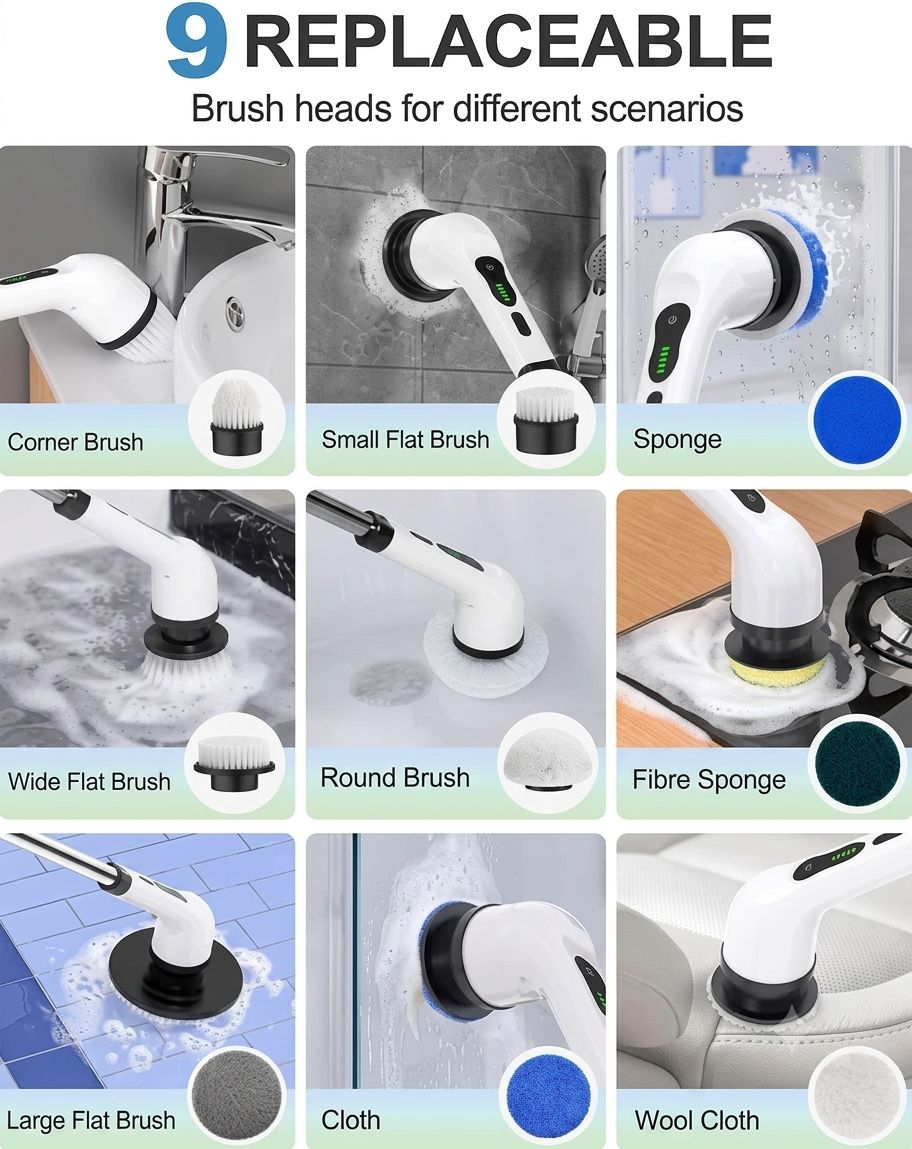 Electric Spin Scrubber Cleaning Brush (9 in 1)